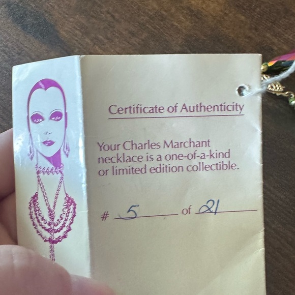 NWT Vintage Charles Marchant Watermelon Aurora Borealis Crystal Bead Necklace - Picture 9 of 10